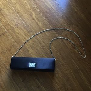 BIJOUX TERNER BLACK SATIN EVENING BAG